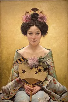 Genre Painting Styles Drucke: Chrysanthemums, c1900. Creator: Saenz y Saenz, Pedro (1863-1927)