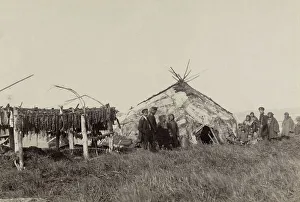 Arctic Village Life Drucke: Chukchi Yurt and Fish-Curing, 1889. Creator: Unknown