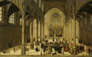 Dutch Renaissance Architecture Drucke: Church Interior with Christ Preaching to a Congregation