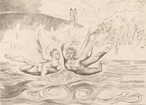 William Blake Engravings Drucke: The Circle of the Corrupt Officials; the Devils Mauling Each Other, 1827