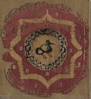 Egyptian Heritage Art Drucke: Circular Segmentum with Eight-Pointed Star and Bird, 600s - 700s. Creator: Unknown