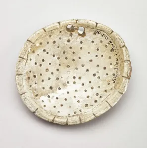 Native American Headdress Drucke: Circular shell gorget with scalloped edges, 1200-1500. Creator: Unknown