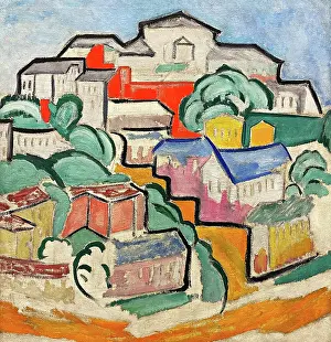 Russian Avant Garde Artists Drucke: Cityscape, c1912. Creator: Rozanova, Olga Vladimirovna (1886-1918)