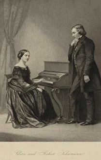 Clara Schumann Portrait Drucke: Clara and Robert Schumann, 1850. Creator: Anonymous