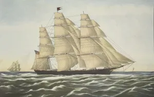 Clipper Ship Drucke: Clipper Ship, Flying Cloud, pub. 1852, Currier & Ives (Colour Lithograph)