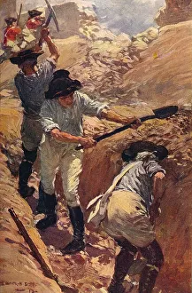 British East India Company Drucke: Clive in the Trenches at Arcot, 1751 (c1912)