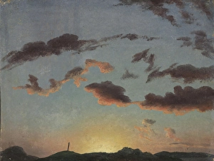 Romantic Era Landscape Painting Drucke: Cloud Study, 1838. Creator: Knud Baade