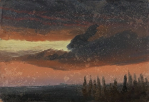 Astronomy In Art History Drucke: Cloud Study over Poplars, c1830-1879. Creator: Knud Baade