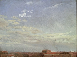 Wolkenstudie über rote Dächer in Neustadt, 1831. Künstler: Johan Christian Dahl