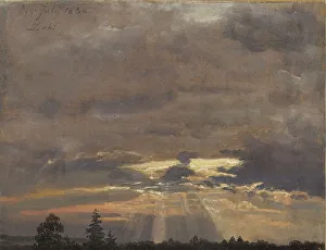 Landscape Painting Styles Drucke: Cloud Study with Sunbeams, 1836. Creator: Dahl, Johan Christian Clausen (1788-1857)