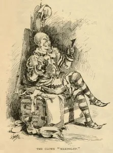Black And White Circus Images Drucke: The Clown Making-Up, 1882. Creator: Unknown