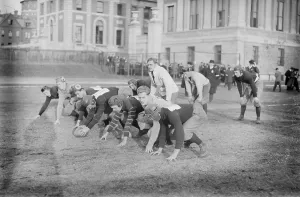 American Football Player Drucke: Columbia upper class elevan, between c1910 and c1915. Creator: Bain News Service