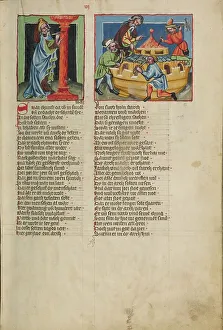 Medieval German Art Drucke: The Column of Sin: The Construction of the Ark; Weltchronik