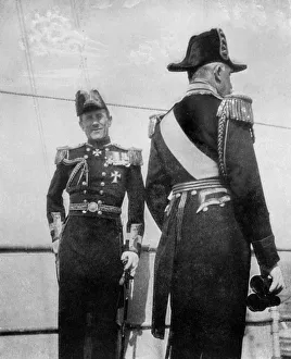 British Navy Uniforms Drucke: Commodore Keppel with the Duke of Connaught, 1908. Artist: Queen Alexandra