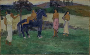 French Post Impressionism Drucke: Composition with Figures and a Horse, 1902. Creator: Paul Gauguin