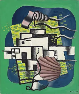 Oil On Canvas Cubism Drucke: Composition with shell (Composition avec coquille)