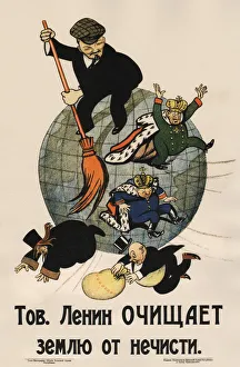 Kommender Lenins reinigt das Land von Müll, (Plakatschrift), 1920. Künstler: Deni (Denisow)
