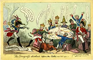 Napoleon Bonaparte Caricature Drucke: The Congress dissolved before the Cake was Cut up