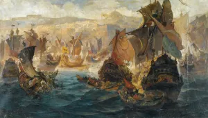 Die Eroberung von Konstantinopel durch die Kreuzfahrer. Künstler: Chatzis, Vasilios (1870-1915)