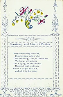Unknown Artist 19th Century Drucke: Constancy and Lively Affection (valentine), 1860/69. Creator: Unknown