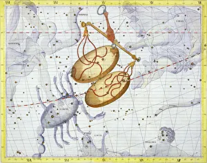 Historical Astronomy Art Drucke: Constellation of Libra, 1729