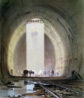 Tunnel Drucke: Bau des Kilbystunnel auf der Bahnstrecke London und Birmingham am 8