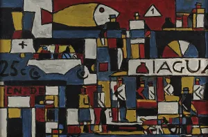 Malerei Drucke: Konstruktiv mit Straße und Fisch, 1946. Künstler: Torres-Garcia, Joaquin (1874-1949)