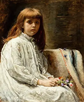 Pre Raphaelite Paintings Drucke: The Convalescent, 1875. Creator: John Everett Millais