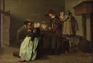 Low Countries Oil Painting Drucke: A Conversation, 1628. Creator: Pieter Codde