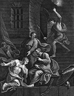 New Testament Prints Drucke: Conversion of the gaoler, 1815