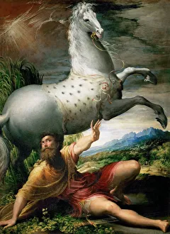 Saint Paul Conversion Drucke: The Conversion of Saint Paul, ca 1528. Artist: Parmigianino (1503-1540)