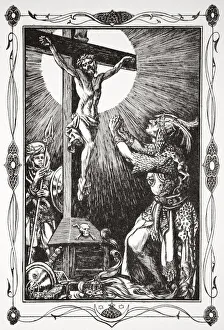 Arthurian Legend Drucke: The conversion of Sir Palamides, 1905. Artist: Dora Curtis