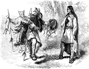 Native American Conversion Drucke: Converted Native Americanan and Powows, c17th century (c1880)