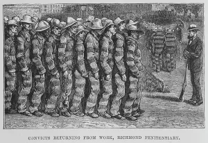 Black And White Prison Photos Drucke: Convicts returning from work, Richmond penitentiary, 1882. Creator: Unknown