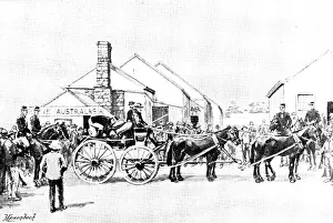 Australian Colonial History Drucke: The Coolgardie Goldfields: escort loading up gold, 1895. Creator: George Meisenbach