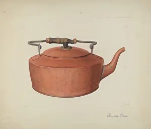Vintage Kitchen Equipment Drucke: Copper Tea Kettle, c. 1939. Creator: Eugene Croe