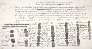 Kopie des Todesurteils von König Karl I., 1648