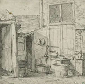 Historic Netherlands Landscape Drucke: Corner of a backyard. Creator: Unknown