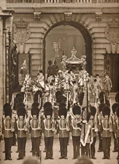 King George VI Coronation Drucke: The Coronation Procession to the Abbey, 1937