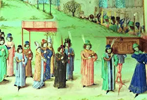 Medieval Illuminated Manuscript Drucke: The coronation procession of Richard I