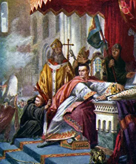 Drucke von Kronungsfeier von Wilhelm dem Eroberer im Jahr 1914. Aus 'Highroads of History', Band II: Geschichten aus der britischen Geschichte Bilder Datiert 2007 Oktober: Kronungsfeier von Wilhelm dem Eroberer, 1066