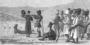 Henry Walter Bates Illustrations Drucke: Cossack's at shooting practice; The Caucasus, 1875. Creator: Unknown