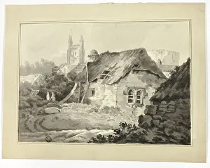 English Countryside Cottages Drucke: Cottages and Spires, n.d. Creator: Unknown
