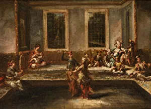 Venetian School Fine Art Images Drucke: Couple dancing in the harem