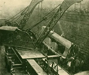 Ward Lock And Co Limited Prints Drucke: Cranes At Work After An Accident, 1930. Creator: Unknown