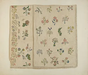 Kreuzfaden gesticktes Bettwäschen, um ca. 1941 von Suzanne Roy geschaffen wurde