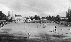 Cricket In The 20th Century Drucke: A cricket match in progress at Kennington Oval, London, 1848 (1912)