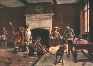 Oswald Cromwell im Blauen Bären, Holborn in London 1640. Künstler unbekannt