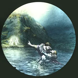 John Bunyan Literature Drucke: Crossing the River of Death, c1910. Creator: Unknown