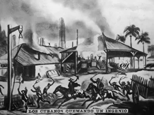 Spanish American War Era Drucke: Cubans Burning Refineries, (1870s), 1920s
